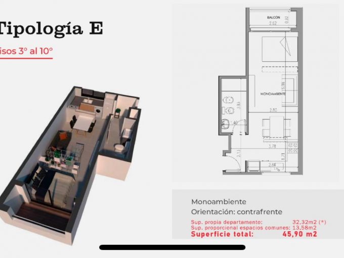 Departamento en Venta, en 5 e/ 43 y 44, La Plata.